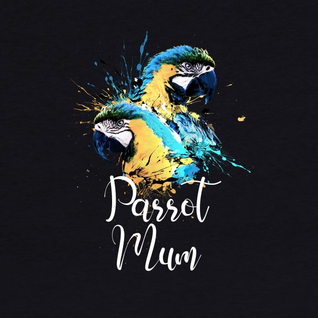 Parrot Mom Color Splatter Macaw Black by BirdNerd
